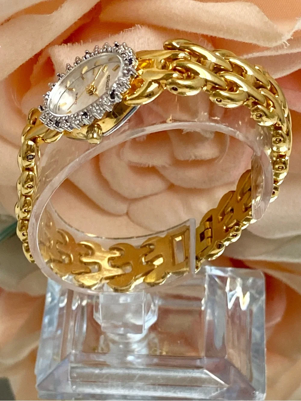 Vintage Gruen Diamond & Sapphire Accented Bezel Cocktail Watch